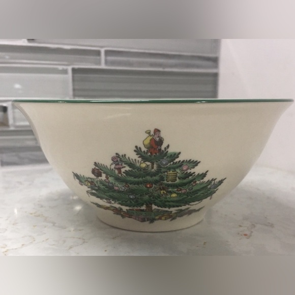 Spode Christmas Tree Nut Bowl Green Rim Holiday Serving Dining Decor - Picture 2 of 4
